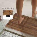 Sunnydaze Solid Teak Shower Mat - Spa-Inspired Slatted Bath Mat