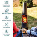Sunnydaze 59" H Steel Fire Pit Chiminea with Built-In Log Holder