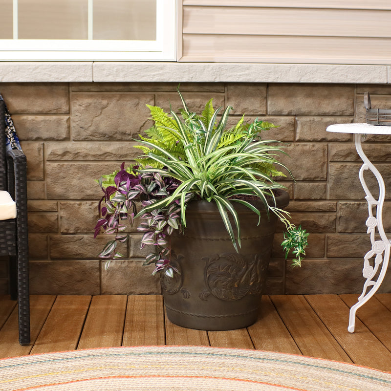 Sunnydaze Arabella Polyresin Outdoor Flowerpot Planter