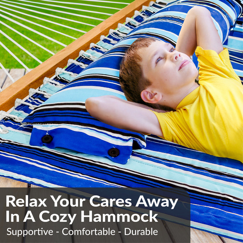 Sunnydaze Quilted 2-Person Hammock with Multi-Use Universal Stand