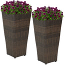 Sunnydaze Polyrattan Square Tall Wicker Planter