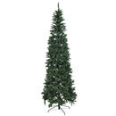 Sunnydaze 9ft Pencil-Style Artificial Christmas Tree - Unlit Green Christmas Tree with Hinged Branches - with Metal Stand, on a white background.