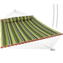 Sunnydaze Quilted Fabric Double Hammock with Pillow & Spreader Bars - Melon Stripe
