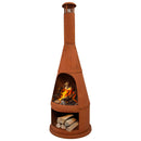 Sunnydaze 71" H Steel Outdoor Chiminea Fire Pit with Built-In Log Holder