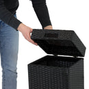 Sunnydaze Wicker Outdoor Trash Cans with Lids - Set of 2 - 26 Gal. and 15 Gal.