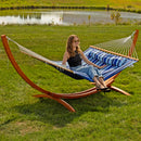 Sunnydaze 2-Person Double Rope Hammock with Wooden Stand