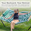 Sunnydaze Rope Hammock with 12' Steel Stand, Pad, and Pillow