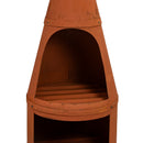 Sunnydaze 71" H Steel Outdoor Chiminea Fire Pit with Built-In Log Holder