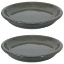 Sunnydaze Set of 2 Glazed Ceramic  Planter Saucer