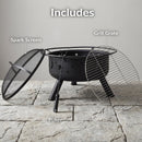 Sunnydaze Cosmic 30" Outdoor Fire Pit with Grill Grate & Spark Screen