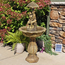 Sunnydaze Lovers Umbrella Solar-Powered Fountain with Battery Backup and Lights - 43"
