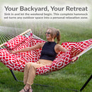 Sunnydaze Rope Hammock with 12' Steel Stand, Pad, and Pillow
