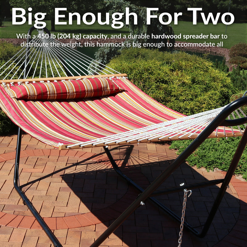 Sunnydaze Quilted 2-Person Hammock with Multi-Use Universal Stand
