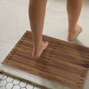 Sunnydaze Solid Teak Shower Mat - Spa-Inspired Slatted Bath Mat