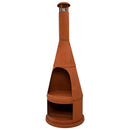 Sunnydaze 71" H Steel Outdoor Chiminea Fire Pit with Built-In Log Holder