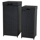 Sunnydaze Wicker Outdoor Trash Cans with Lids - Set of 2 - 26 Gal. and 15 Gal.