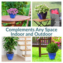 Sunnydaze Round Glazed Ceramic Planter with Drainage