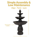 Sunnydaze 46-Inch Classic Tulip 3-Tier Electric Water Fountain for Patio, Yard or Deck