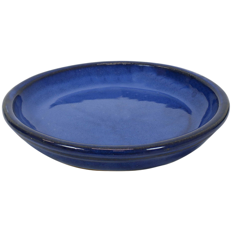 Sunnydaze Glazed Ceramic Planters with Saucers - Set of 2