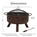 Sunnydaze Cosmic 30" Outdoor Fire Pit with Grill Grate & Spark Screen