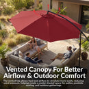 Sunnydaze 10 ft Offset Patio Umbrella with Base and Sandbag Weight
