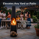 Sunnydaze 59" H Steel Fire Pit Chiminea with Built-In Log Holder