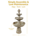 Sunnydaze 3-Tier Outdoor Water Fountain with Pump - 48" H