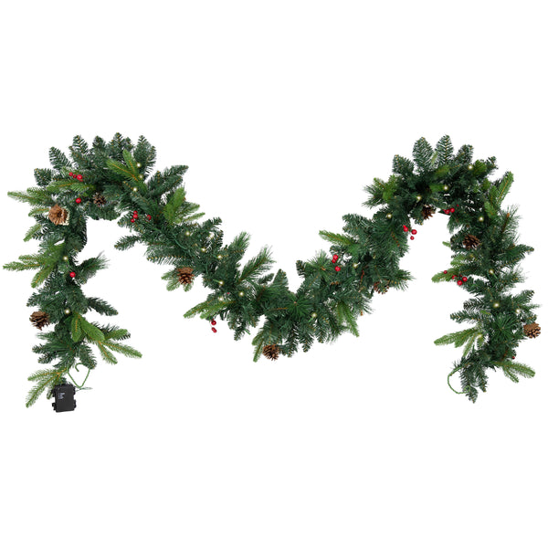 Sunnydaze 9' Pre-Lit Artificial Christmas Garland with Timer