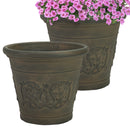 Sunnydaze Arabella Polyresin Large Round Outdoor Planter