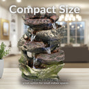 Sunnydaze 5-Step Rock Falls Tabletop Water Fountain with LED Lights - 14"