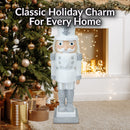Sunnydaze Sterling the Silver Christmas Nutcracker Statue - 37" H