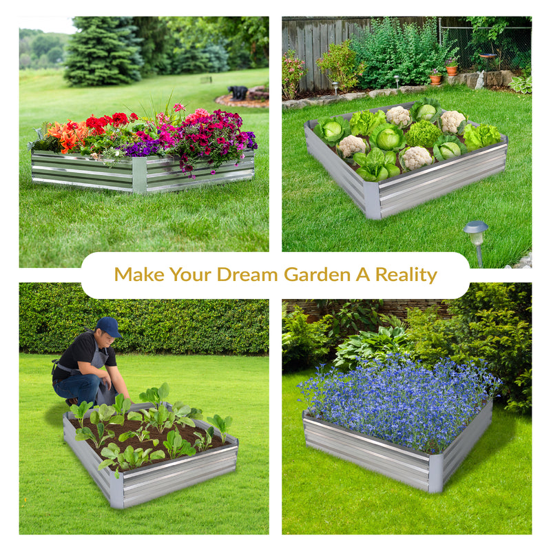 Sunnydaze Galvanized Steel Raised Garden Bed