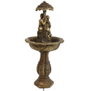 Sunnydaze Lovers Umbrella Solar-Powered Fountain with Battery Backup and Lights - 43"