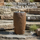 Sunnydaze Cylinder Bubble Outdoor Water Fountain with LED Light