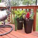 Sunnydaze Polyrattan Square Tall Wicker Planter