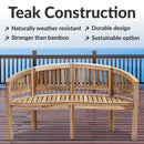 Sunnydaze Outdoor Wooden Teak Banana Bench for Garden or Patio - 59" W
