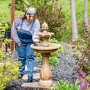 Sunnydaze 2-Tier Pineapple Solar Fountain with Battery Backup - 46" H