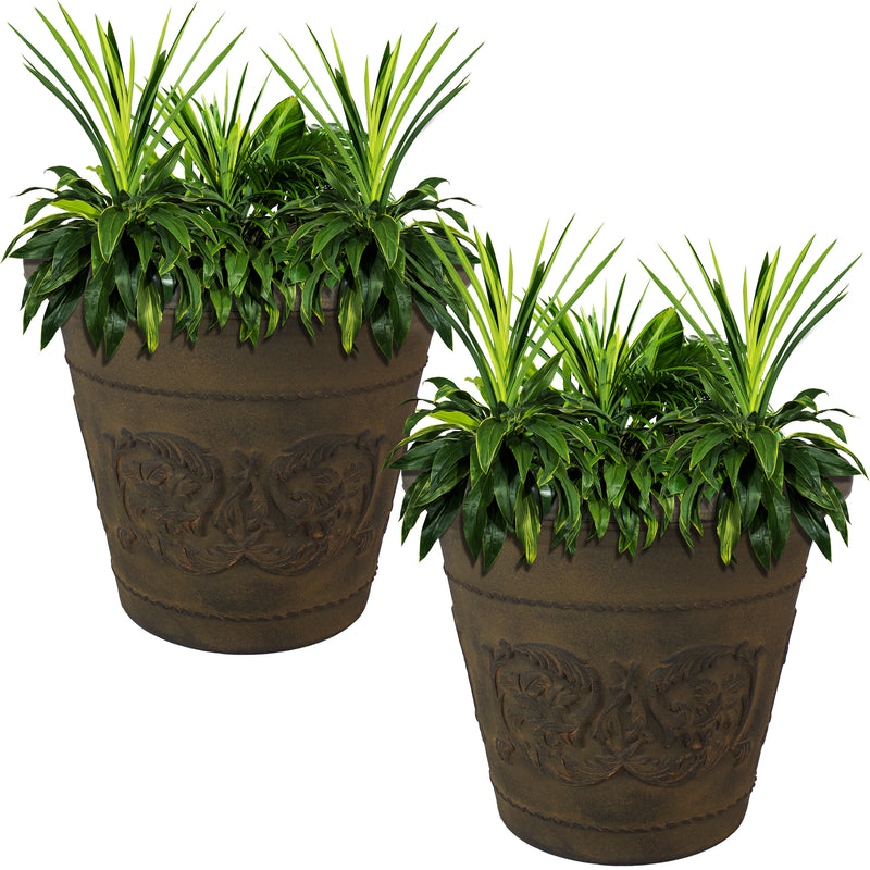 Sunnydaze Arabella Polyresin Outdoor Flowerpot Planter
