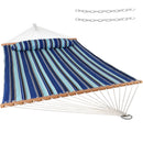 Sunnydaze Quilted Fabric Double Hammock with Pillow & Spreader Bars - Catalina Beach