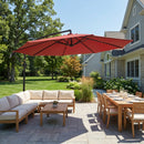 Sunnydaze 10 ft Offset Patio Umbrella with Base and Sandbag Weight