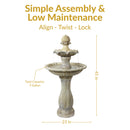 Sunnydaze 45" 2-Tier Arcade Solar Outdoor Water Fountain with LED