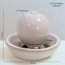 Sunnydaze Indoor Ceramic Tabletop Water Fountain with Orb - 7"