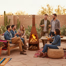 Sunnydaze 71" H Steel Outdoor Chiminea Fire Pit with Built-In Log Holder