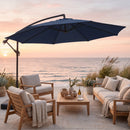 Sunnydaze 10 ft Offset Patio Umbrella with Base and Sandbag Weight