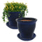 Sunnydaze Glazed Ceramic Planters with Saucers - Set of 2