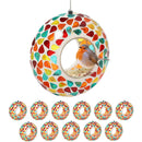 Sunnydaze Mosaic Fly-Through Hanging Bird Feeder - Set of 12