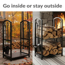Sunnydaze 5-Piece Fireplace Log Holder with Poker, Shovel, and Brush
