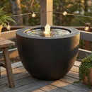 Sunnydaze Polystone Round Bubble Outdoor Water Fountain with LED Light