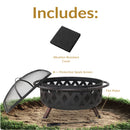 Sunnydaze Crossweave Outdoor Fire Pit with Cover and Screen