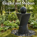 Sunnydaze Black Ball Solar Water Fountain with Battery Backup - 32" H